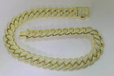 14K Yellow Gold Plated 20 Inch Cuban Link Chain 20MM 28 CT Moissanite D Colo - Syzjewelry